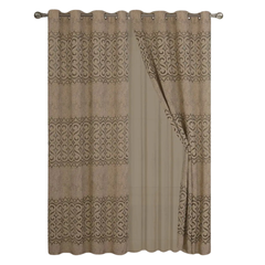 Cortina con Relieve Semi Translucida - Home Fashion Meliza Café / Marrón