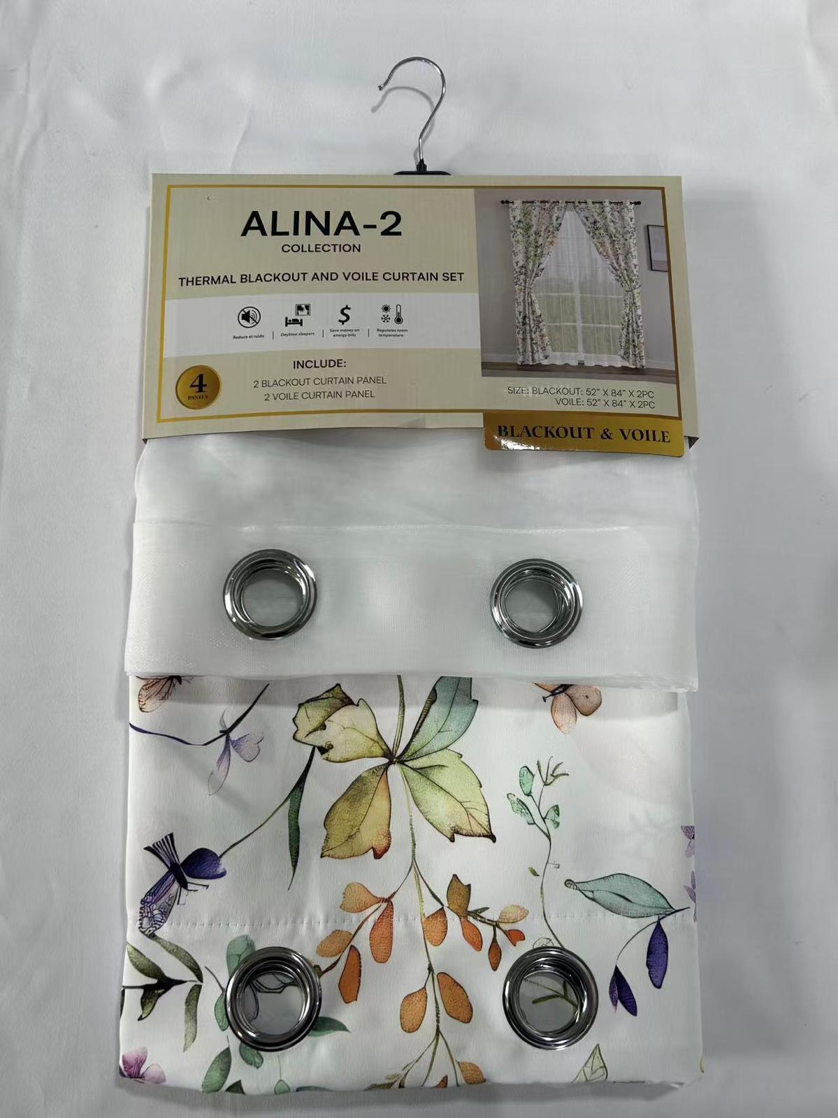 Cortina Blackout Thermal - Alina 2 Blanco / Verde