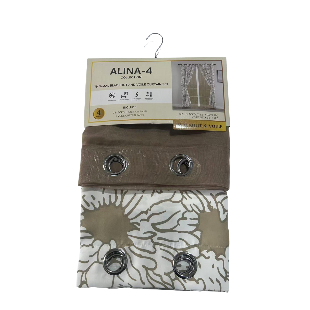 Cortina Blackout Thermal - Alina 4 Café claro / Café claro