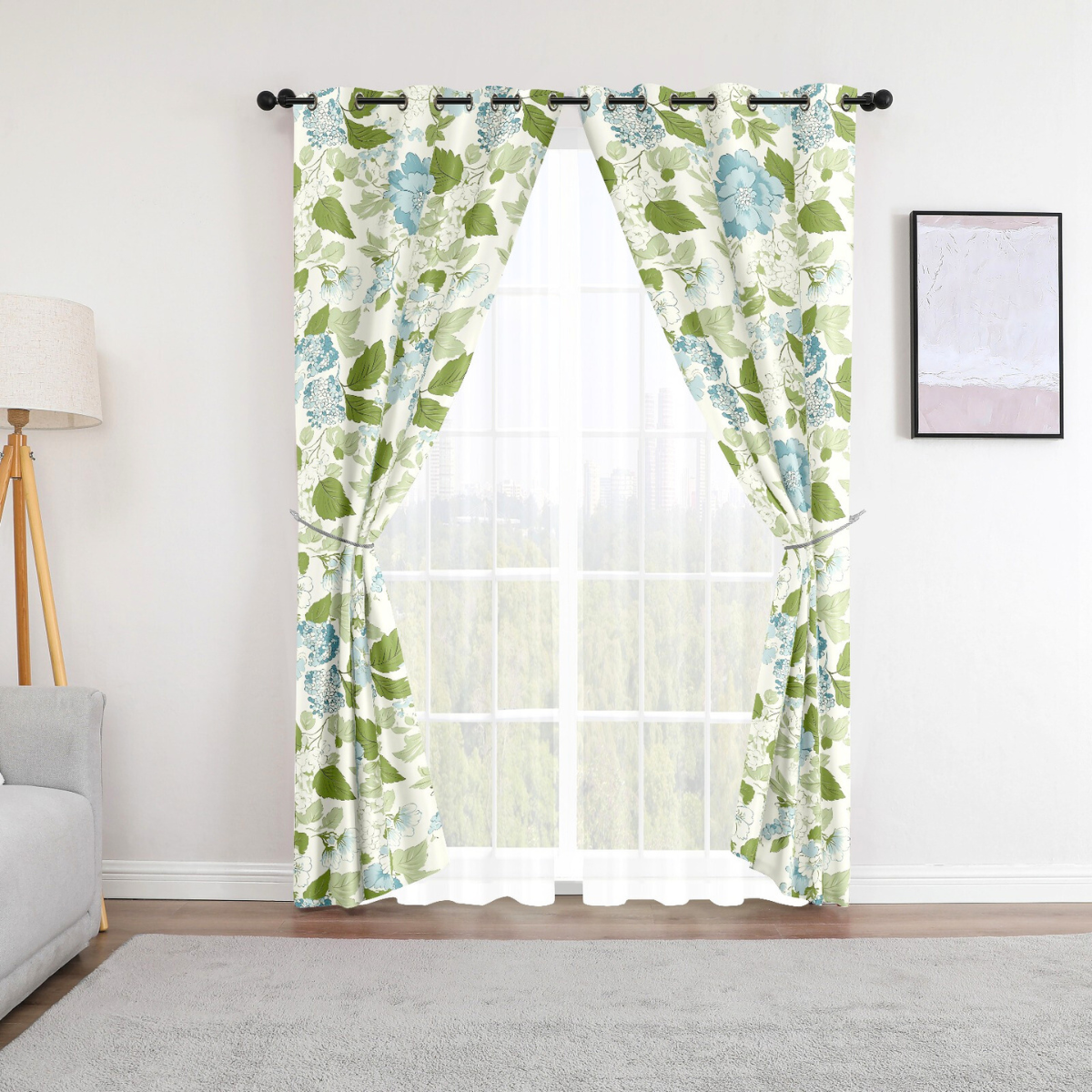 Cortina Blackout Thermal - Alina 5 Blanco / Verde