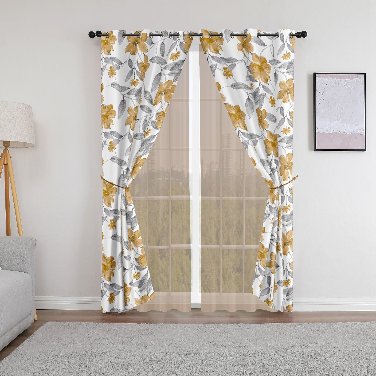 Cortina Blackout Thermal - Alina 9 Café Claro / Gris