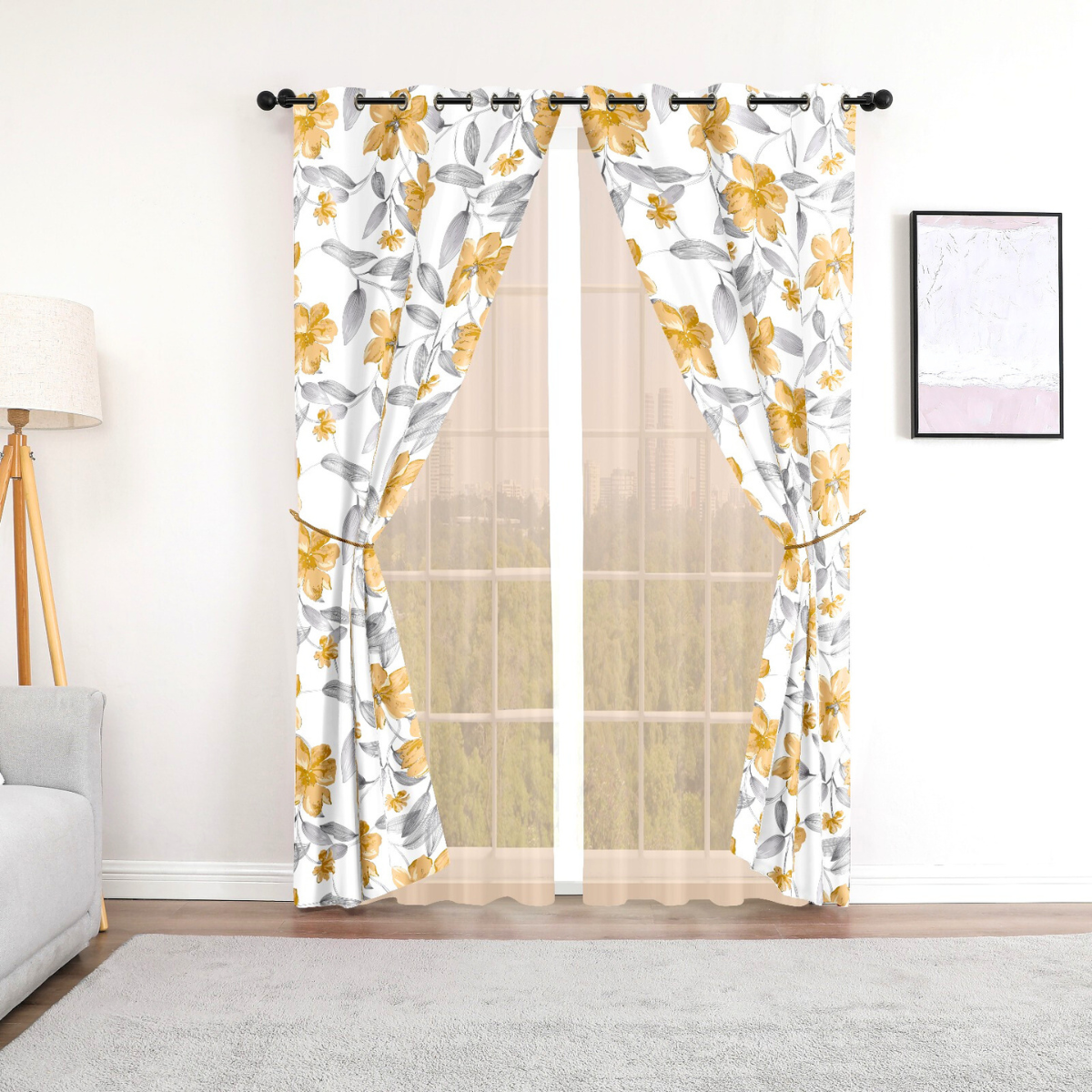 Cortina Blackout Thermal - Alina 9 Café Claro / Gris