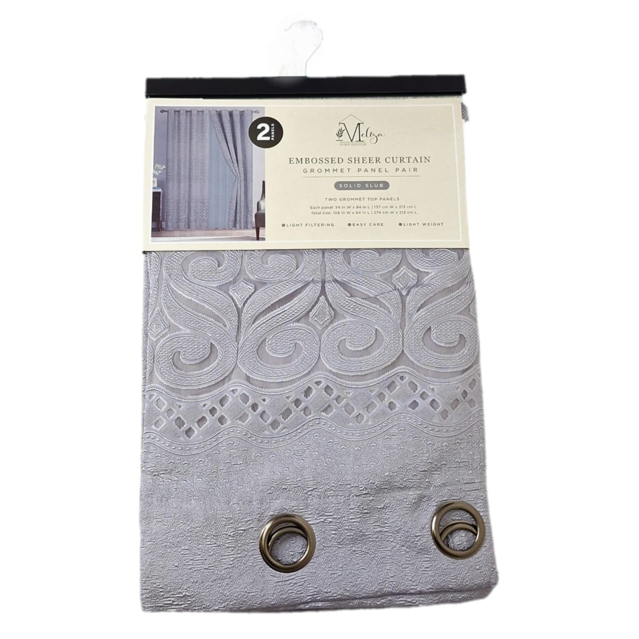Cortina con Relieve Semi Translucida - Home Fashion Meliza Gris Claro / Plata