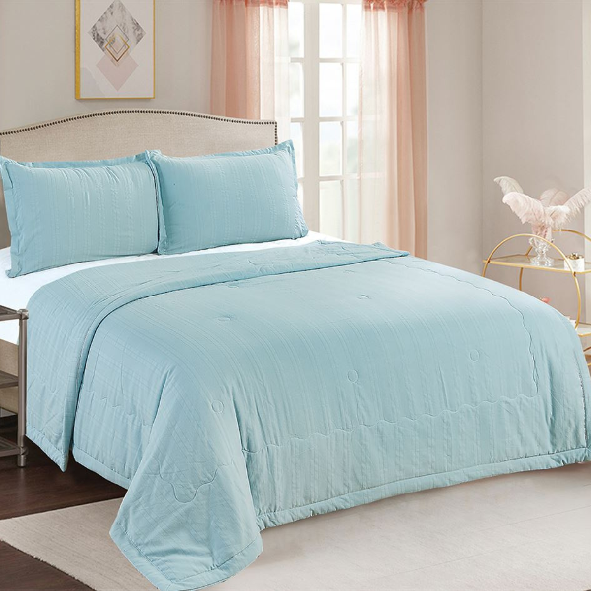 Edredón CasaTex Premier Cool Collection - 2500 Hilos Azul Cielo