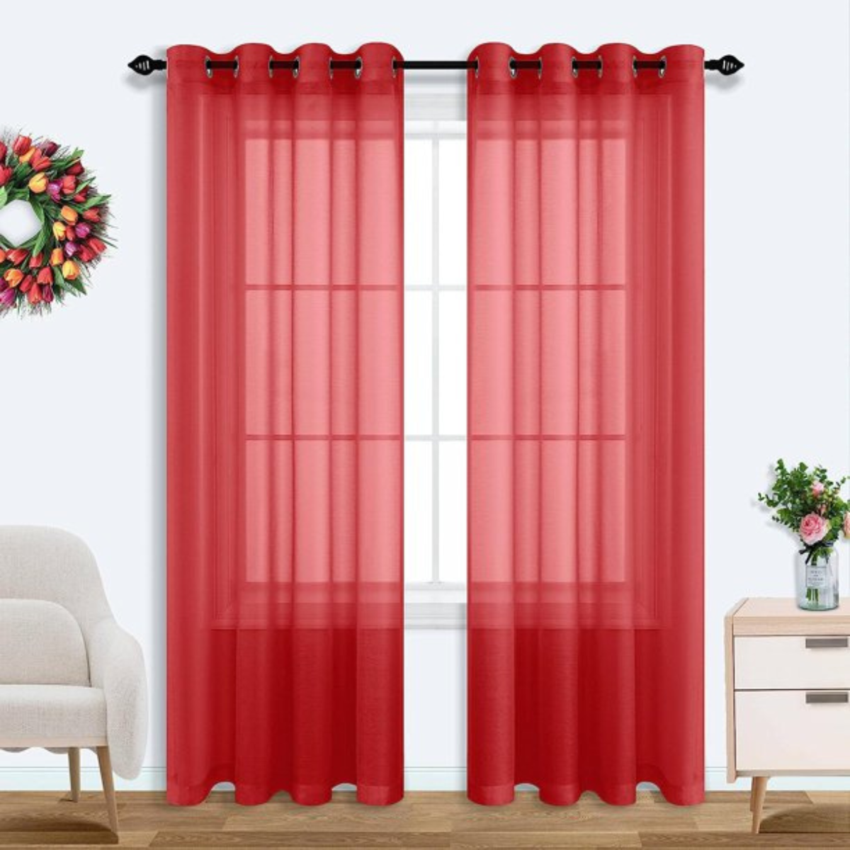 Cortina Tergal Lisa - Ruby Rojo