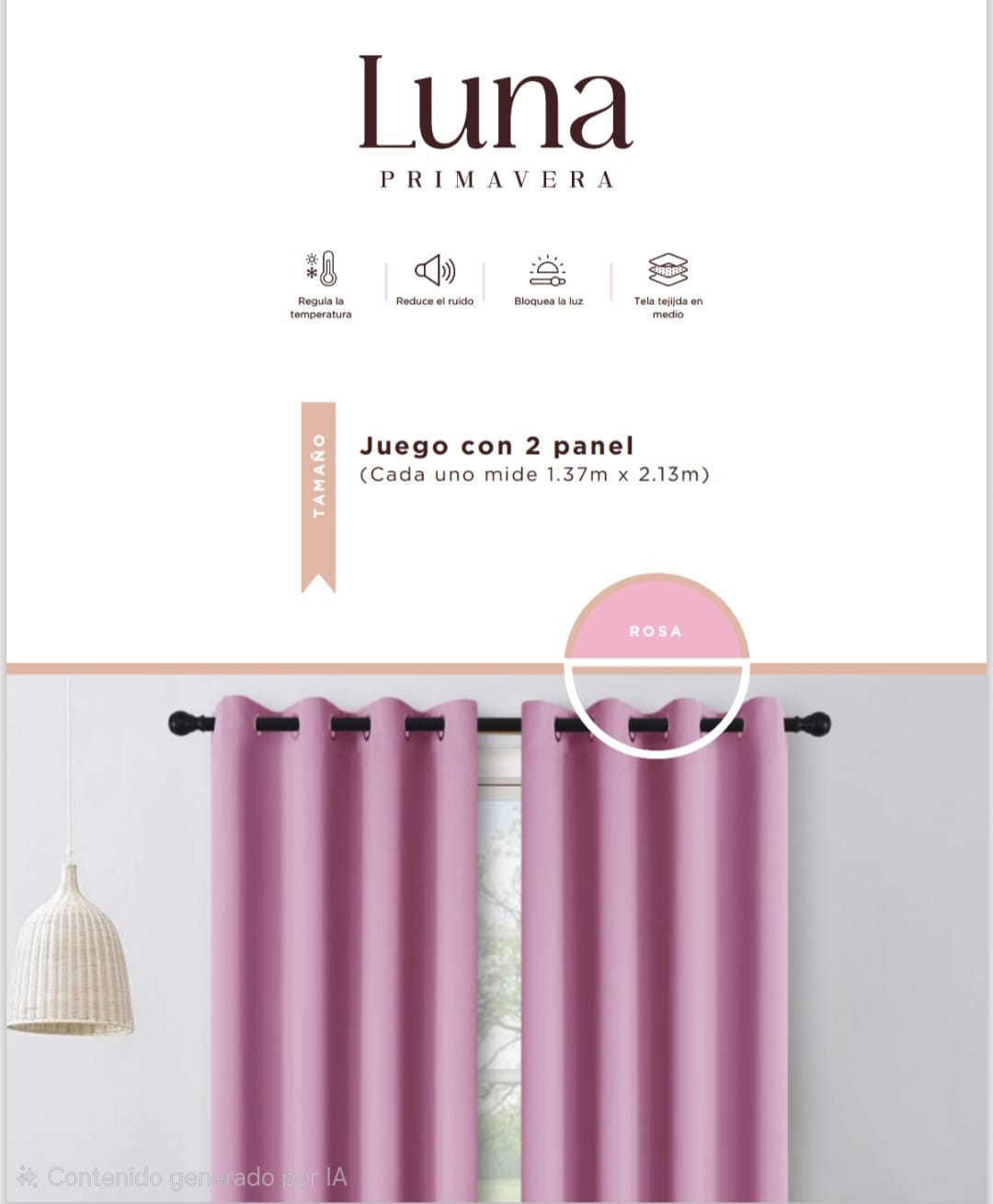 Cortina Blackout Primavera - LUNA Rosa