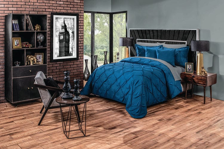 Edredon Duvet Plisado Hermes Azul