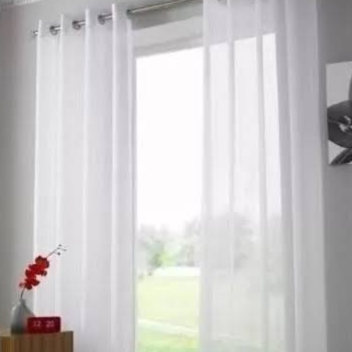 Cortina Tergal Lisa - Ruby Blanco